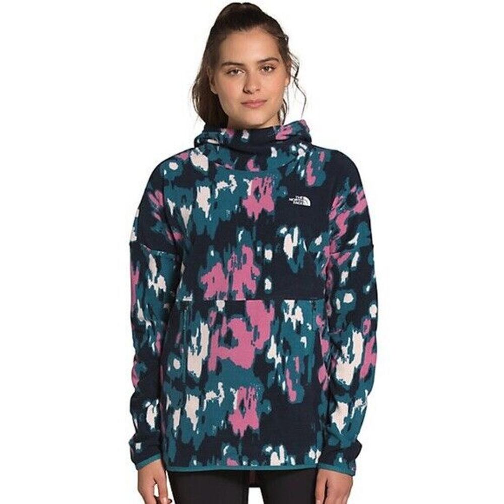 The North Face TKA Glacier Pullover hoodie in Mallard Blue Abstract IKAT Print S